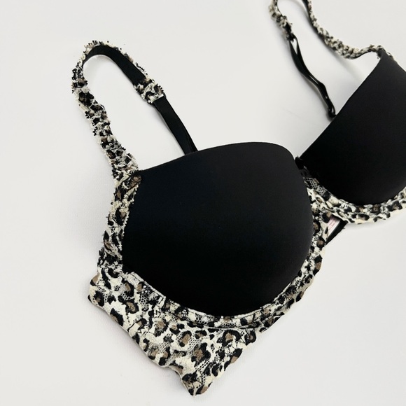 candies | leopard print embroider lace lined underwire demi push up bra | sz 36b - Picture 3 of 8